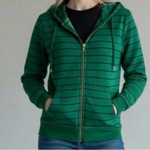 Liz & Co sweat jacket green and blue pinstriped size large